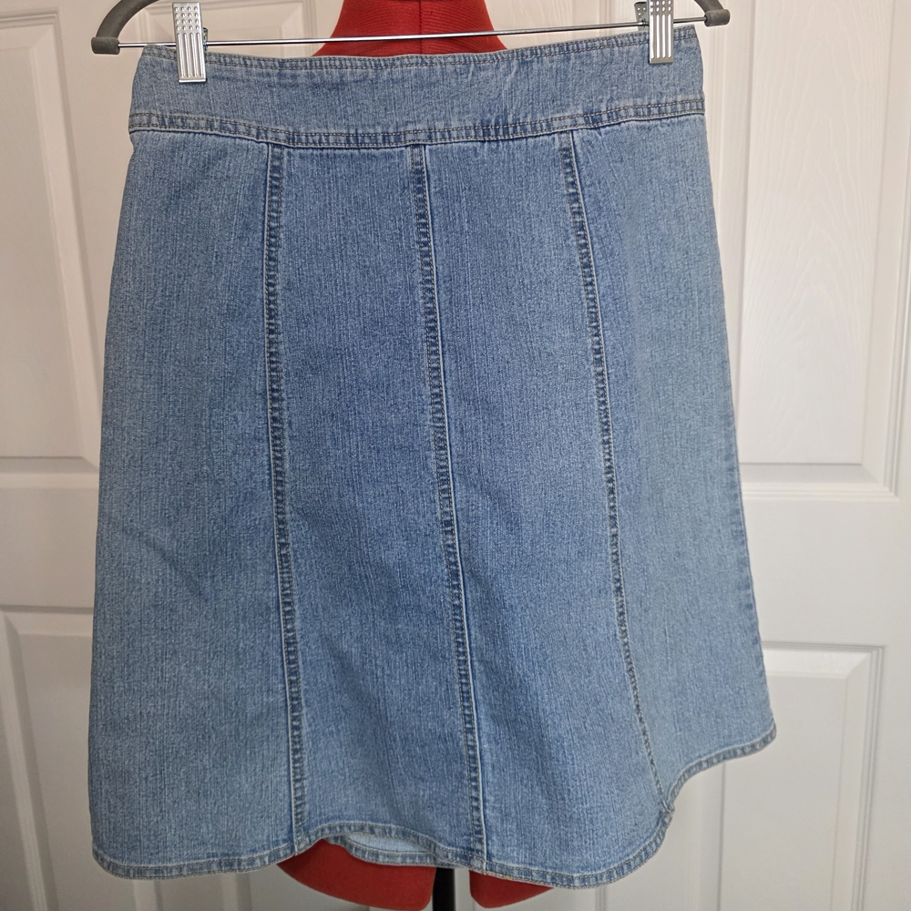 CAbi Light Blue A-Line Denim Skirt